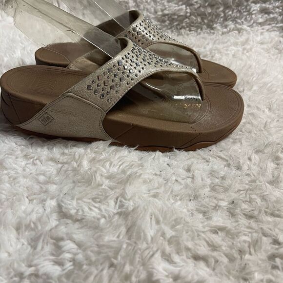 Fitflop Rhinestone Embellished glitter Wedge Sandals SZ9 - Picture 4 of 9